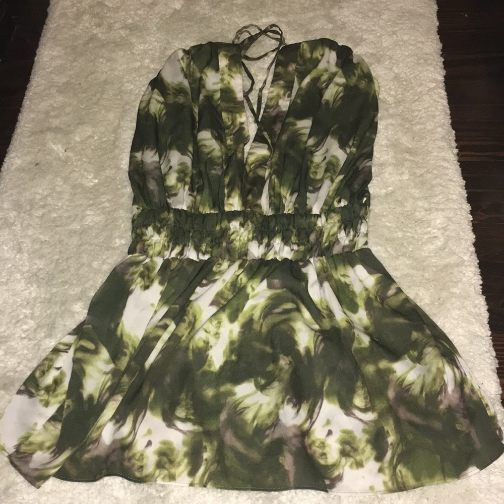 💚Green blouse with elastic waistband